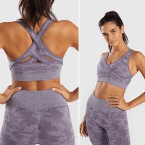 Medium Gymshark Camo Seamless Sports Bra - Lavender Grey